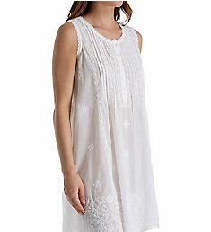 La Cera 100% Cotton Woven Sleeveless Embroidered Gown 1104C