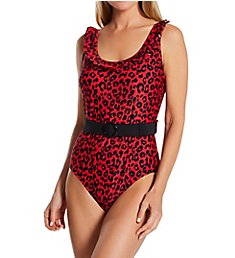 Pour Moi Control Frill Neck Belted One Piece Swimsuit 25604