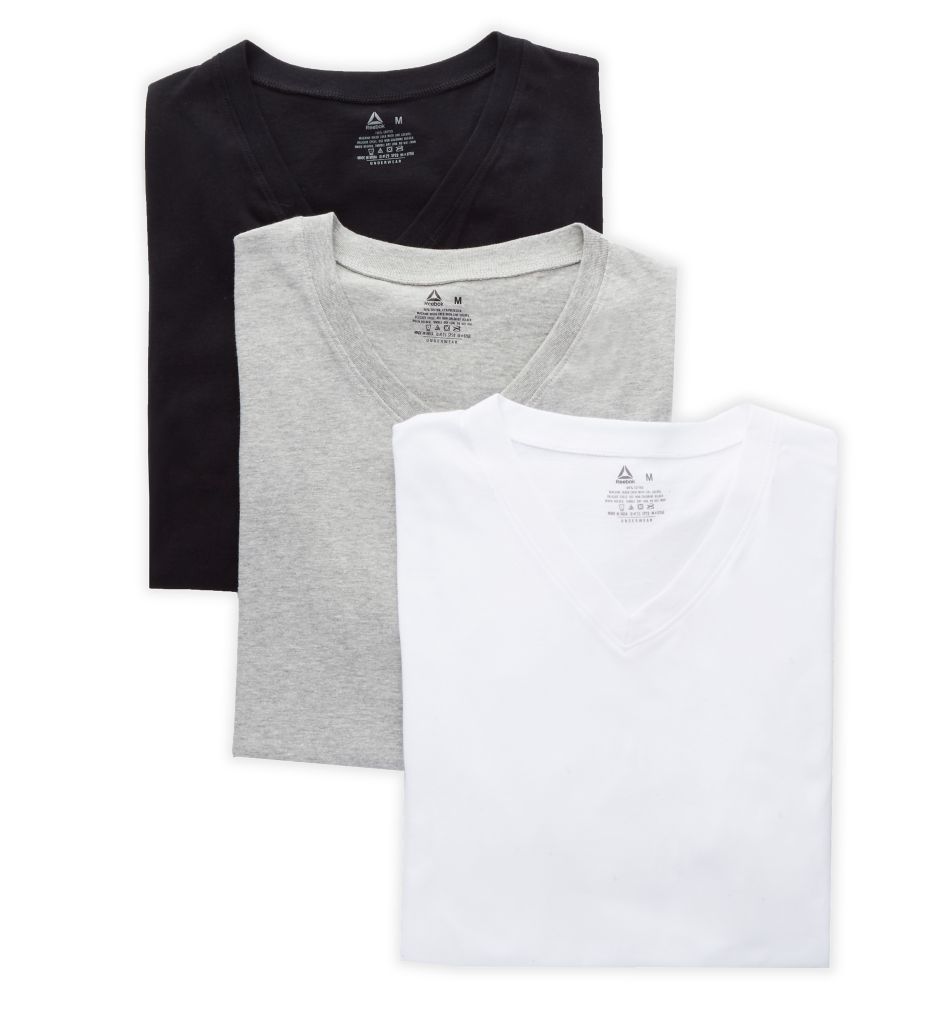 reebok men's 3 pack v neck tee